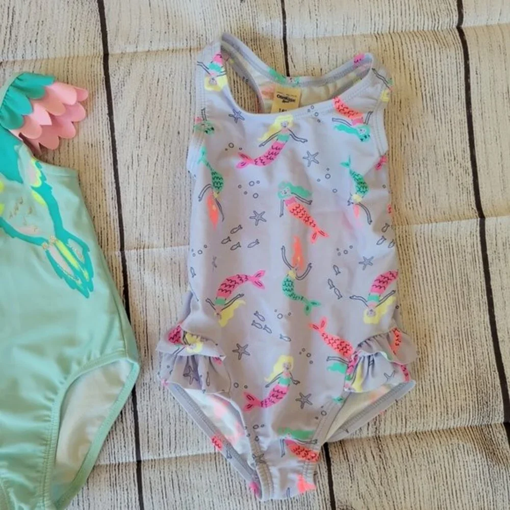 OshKosh Baby Girl Mermaid Bathing Suit, 18 Months, Excellent Used Condition